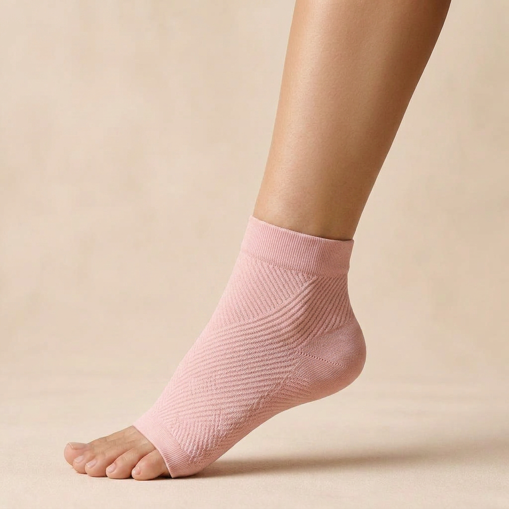 Aquralis FlowSocks open-toe compression sleeves in Blush