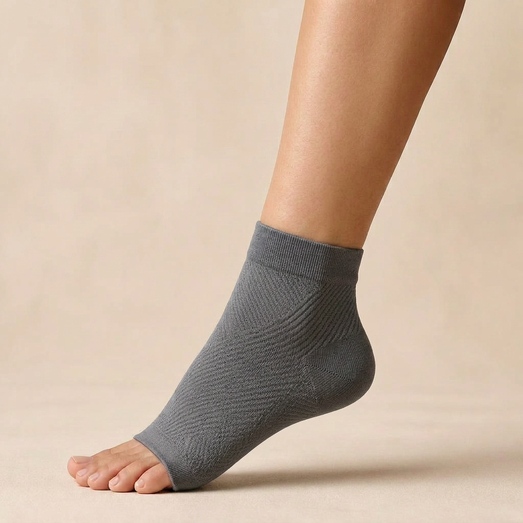 Aquralis FlowSocks open-toe compression sleeves in Graphite